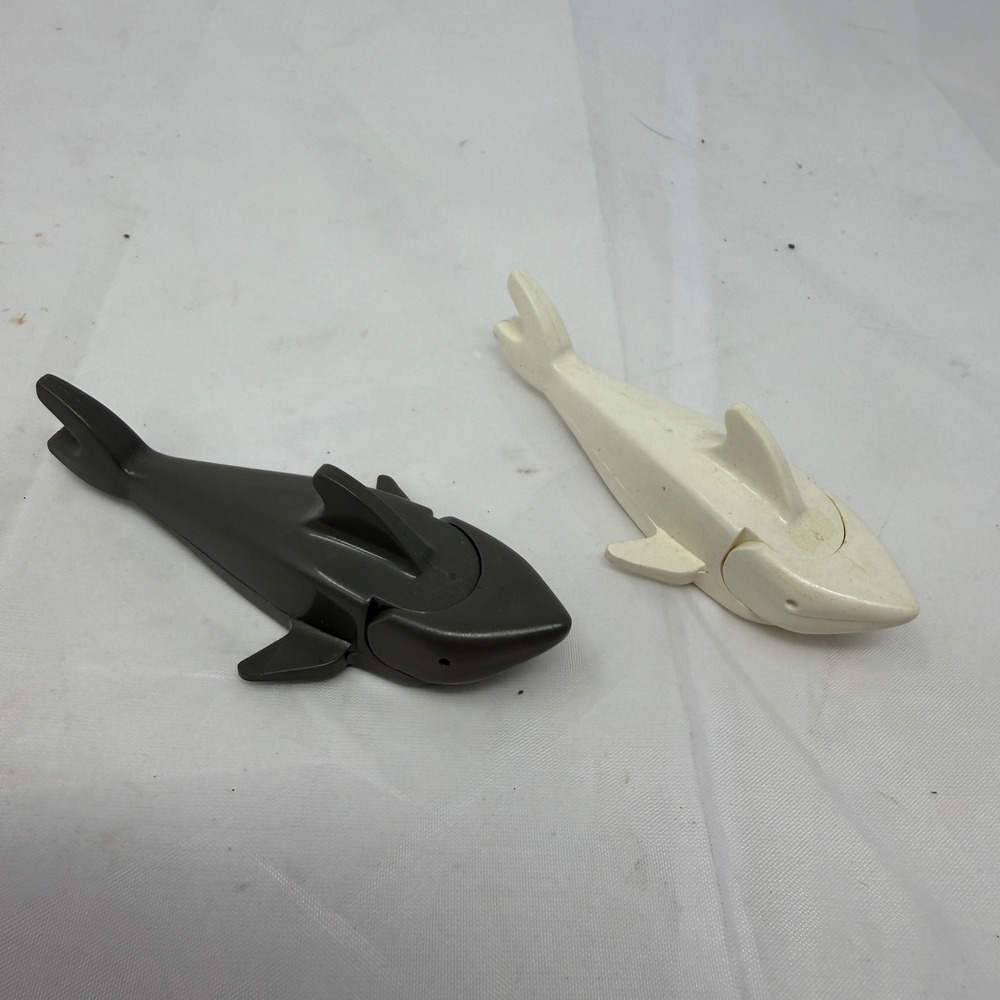 LEGO Shark Figures Lot of 2 Dark Gray White Hinged Jaw Animal 2547 Pirates Diver